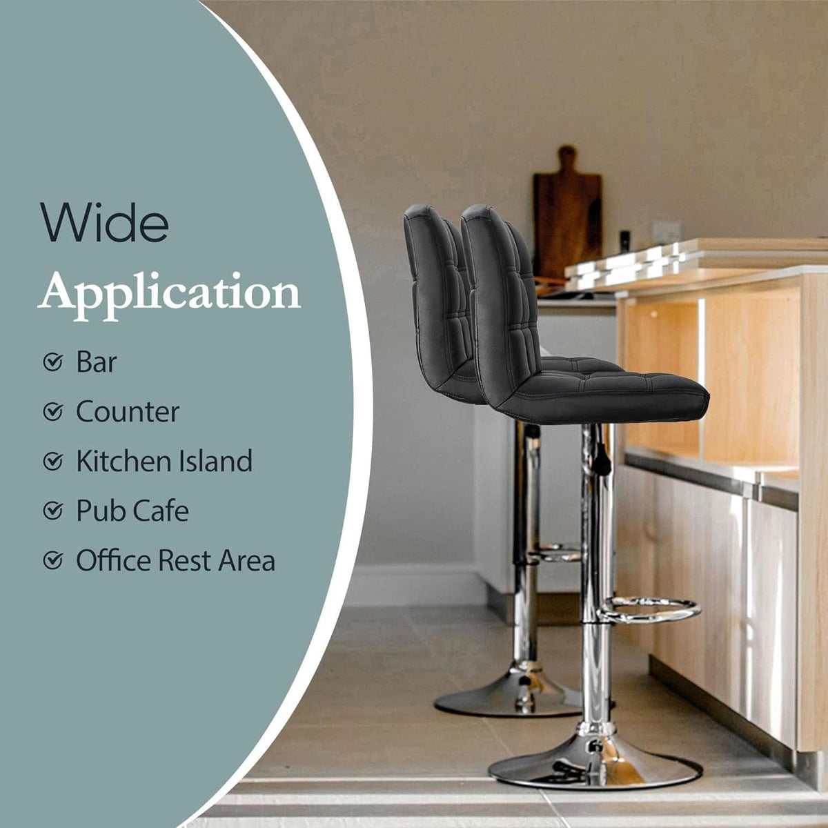 Set of 4 Adjustable Swivel PU Leather Bar Stools Modern