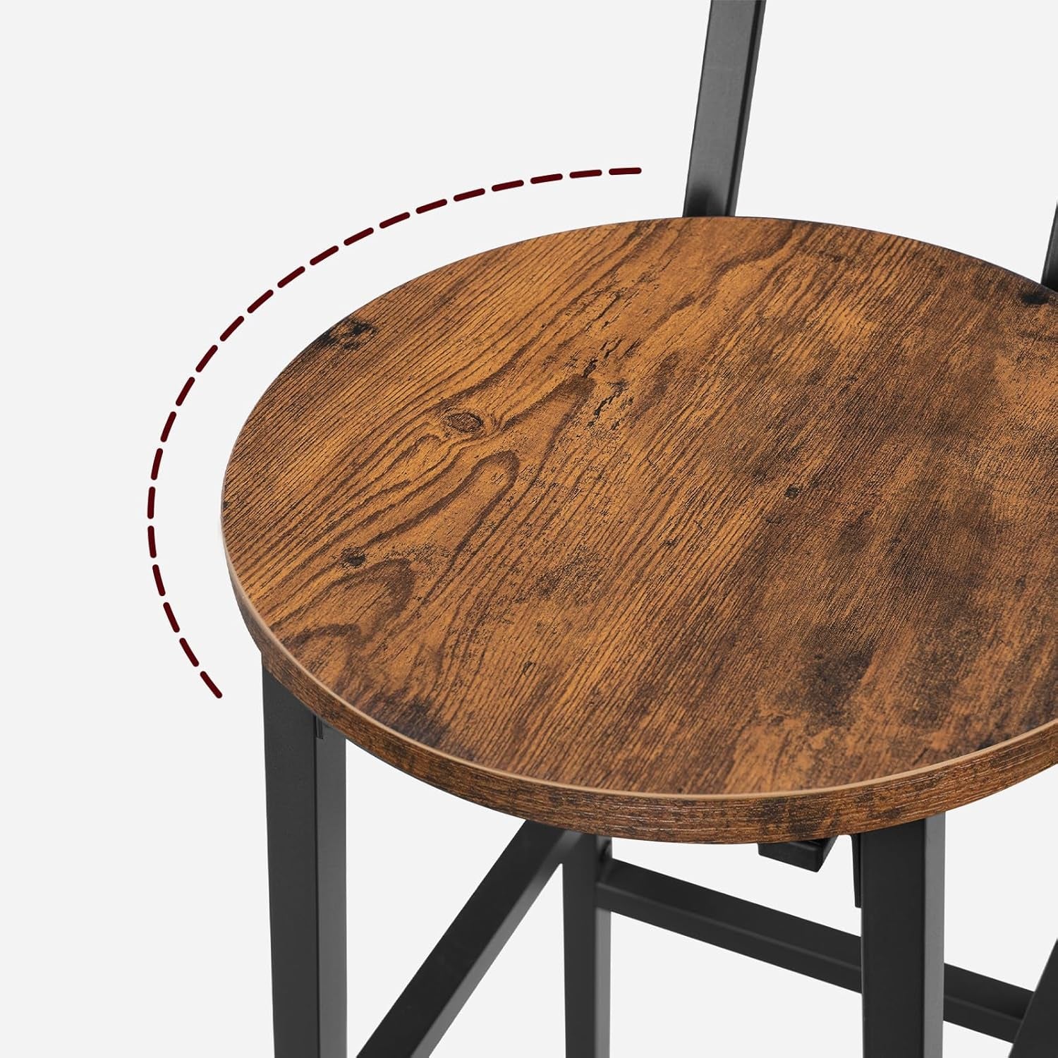 Set of Two Adjustable Round Bar Stools with Backrest