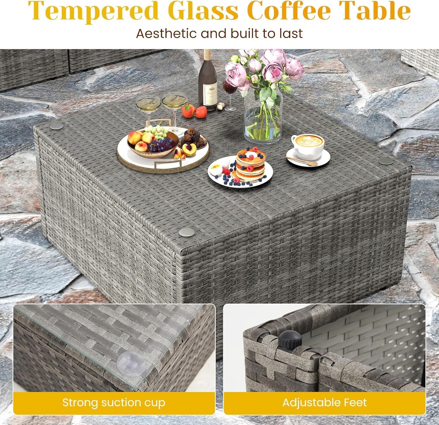 Seven Piece Outdoor Patio Furniture Set with Cushions