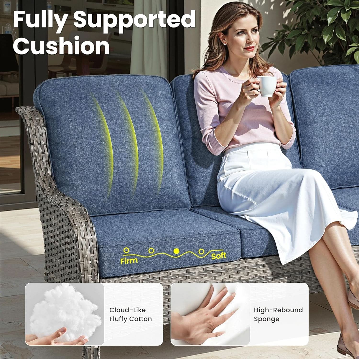 Seven Piece Outdoor Patio Furniture Set with Fire Pit