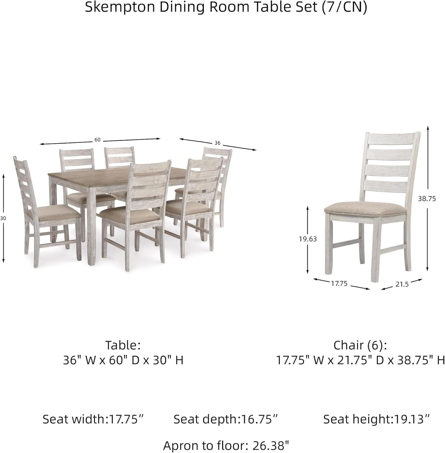 Seven Piece Weathered Whitewash Dining Set Collection