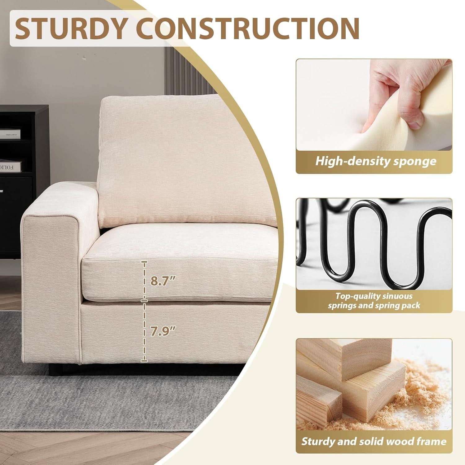 Seventy One Inch Beige Chenille Modular Sofa Collection