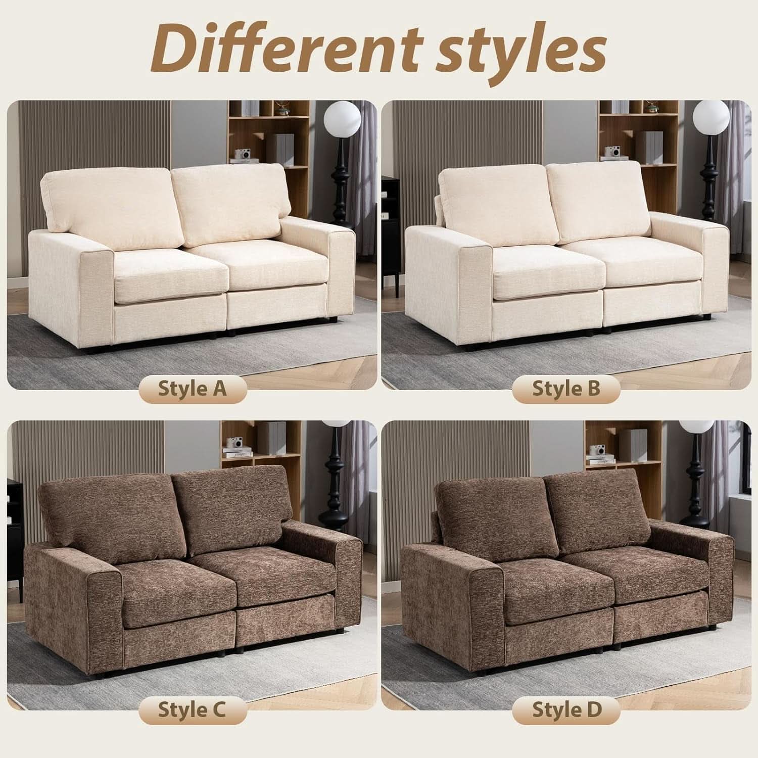 Seventy One Inch Beige Chenille Modular Sofa Collection
