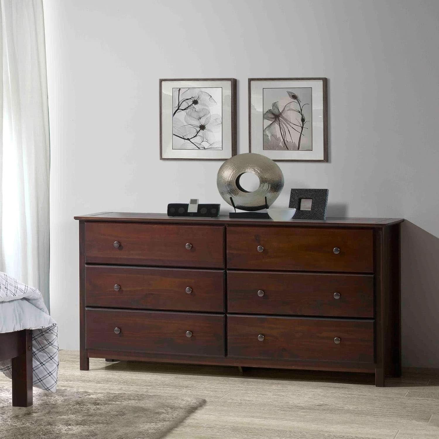 Shaker Style 6 Drawer Dresser Cherry Finish Solid Wood