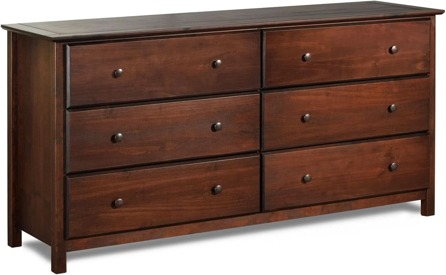 Shaker Style 6 Drawer Dresser Cherry Finish Solid Wood