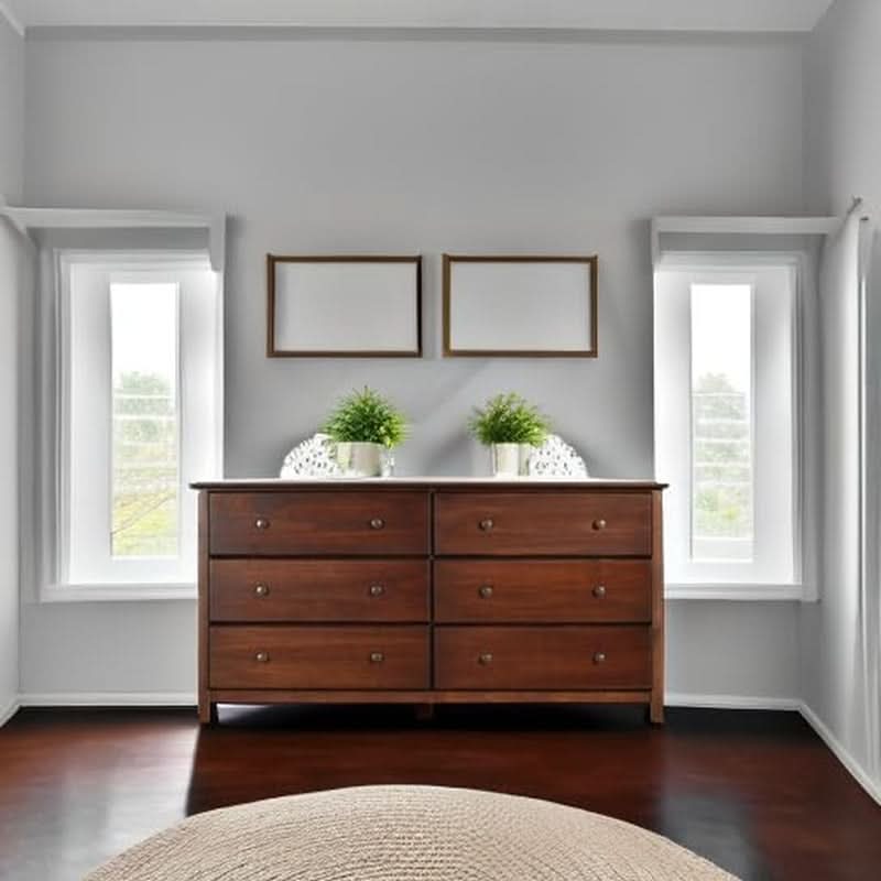 Shaker Style 6 Drawer Dresser Cherry Finish Solid Wood
