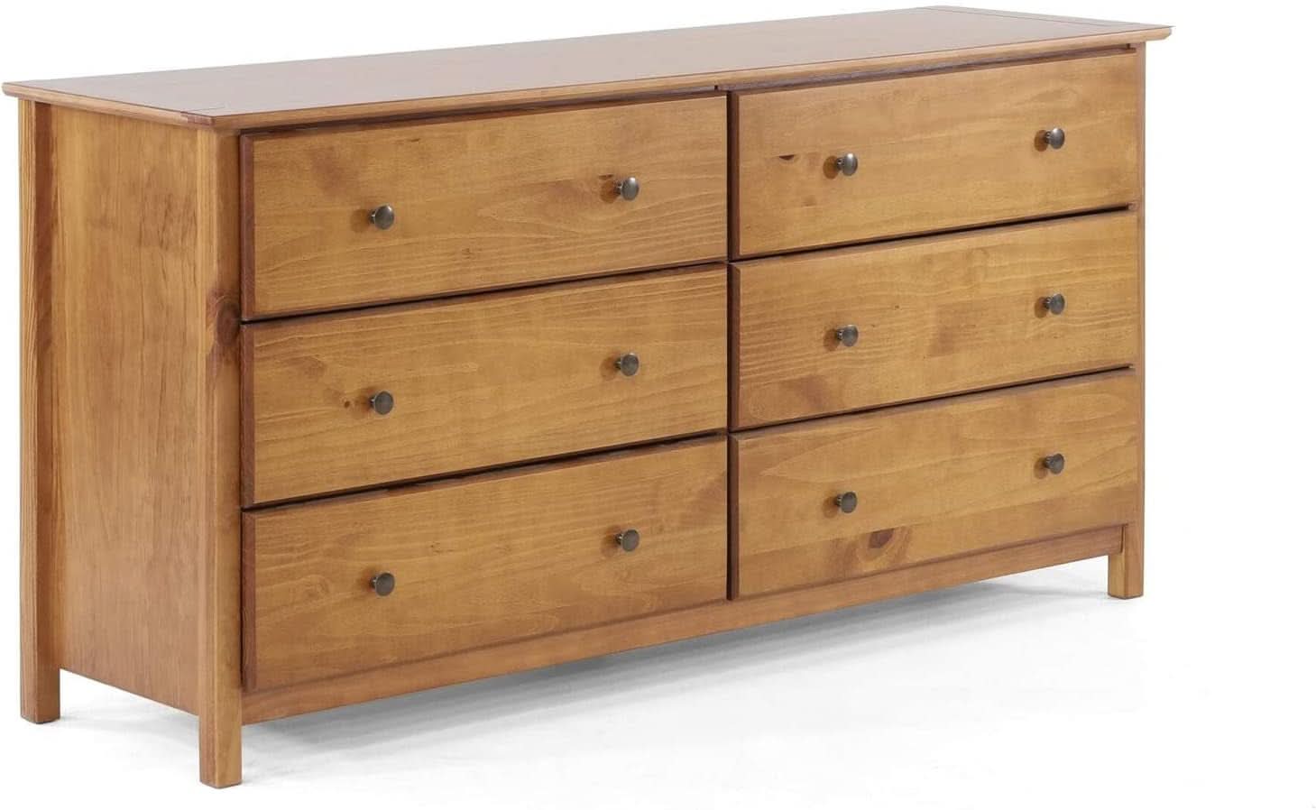 Shaker Style 6 Drawer Dresser With Solid Walnut Finish