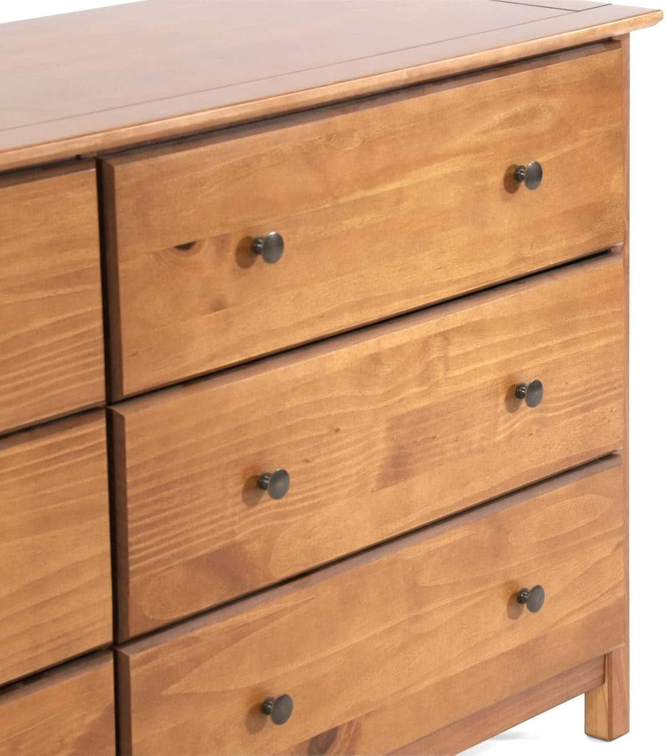 Shaker Style 6 Drawer Dresser With Solid Walnut Finish