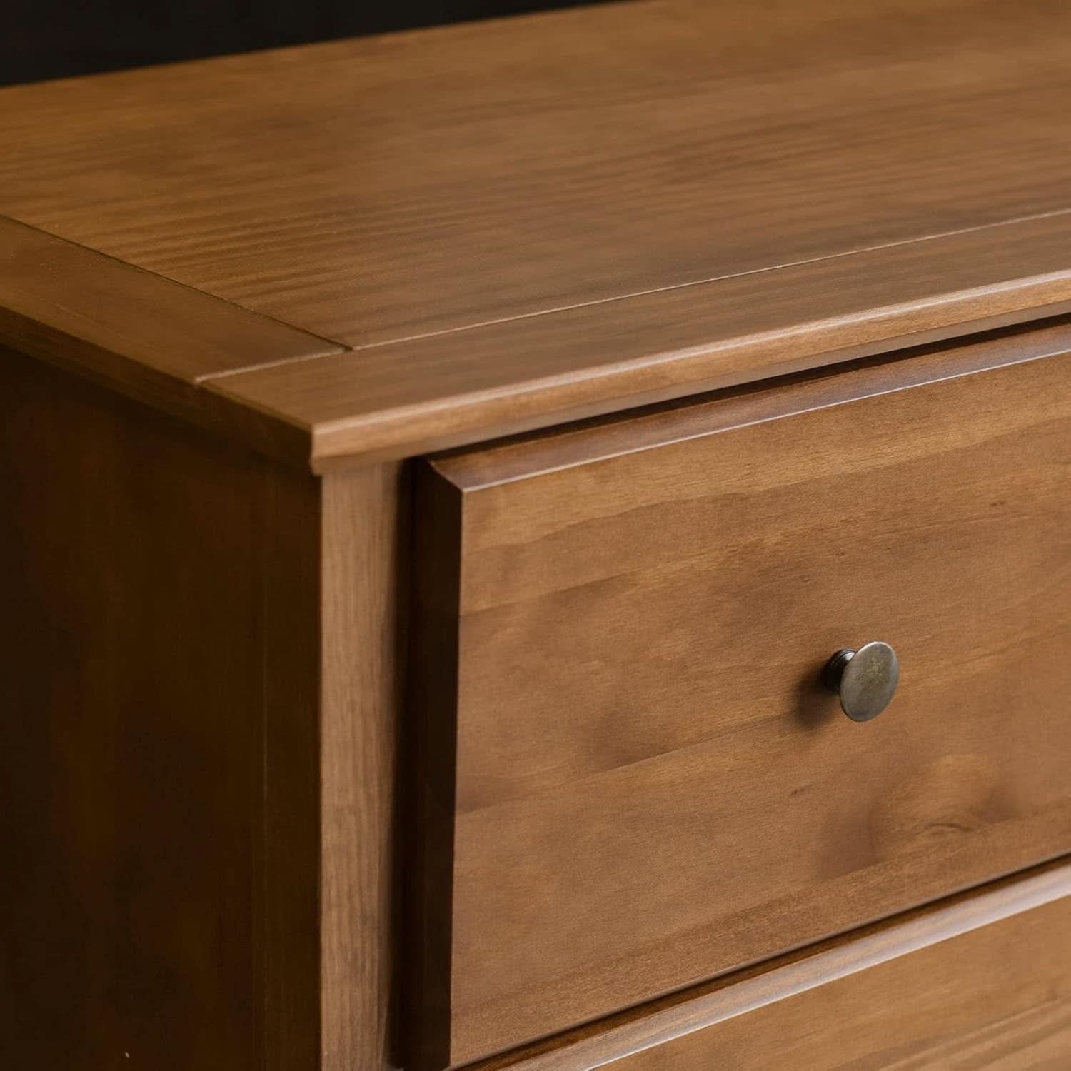 Shaker Style 6 Drawer Dresser With Solid Walnut Finish