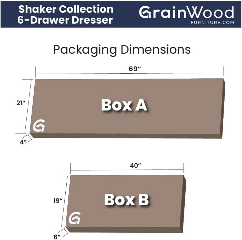 Shaker Style 6 Drawer Dresser With Solid Walnut Finish