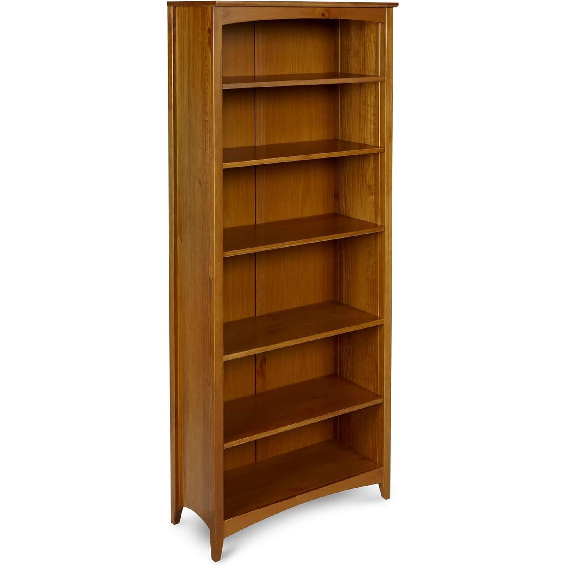 Shaker Style 6 Shelf Bookcase Solid Wood 72 Inch Tall