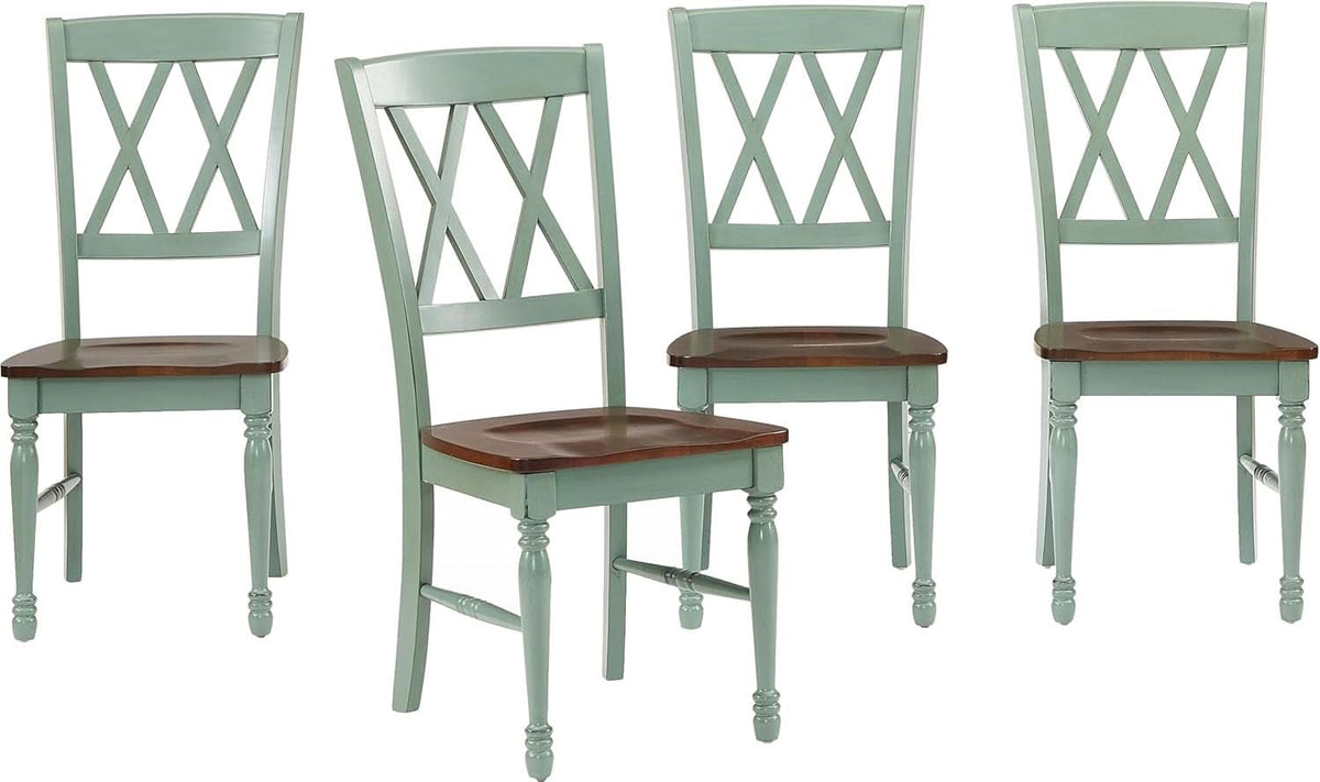Shelby Distressed Teal XBack Dining Room Chairs Set of 4