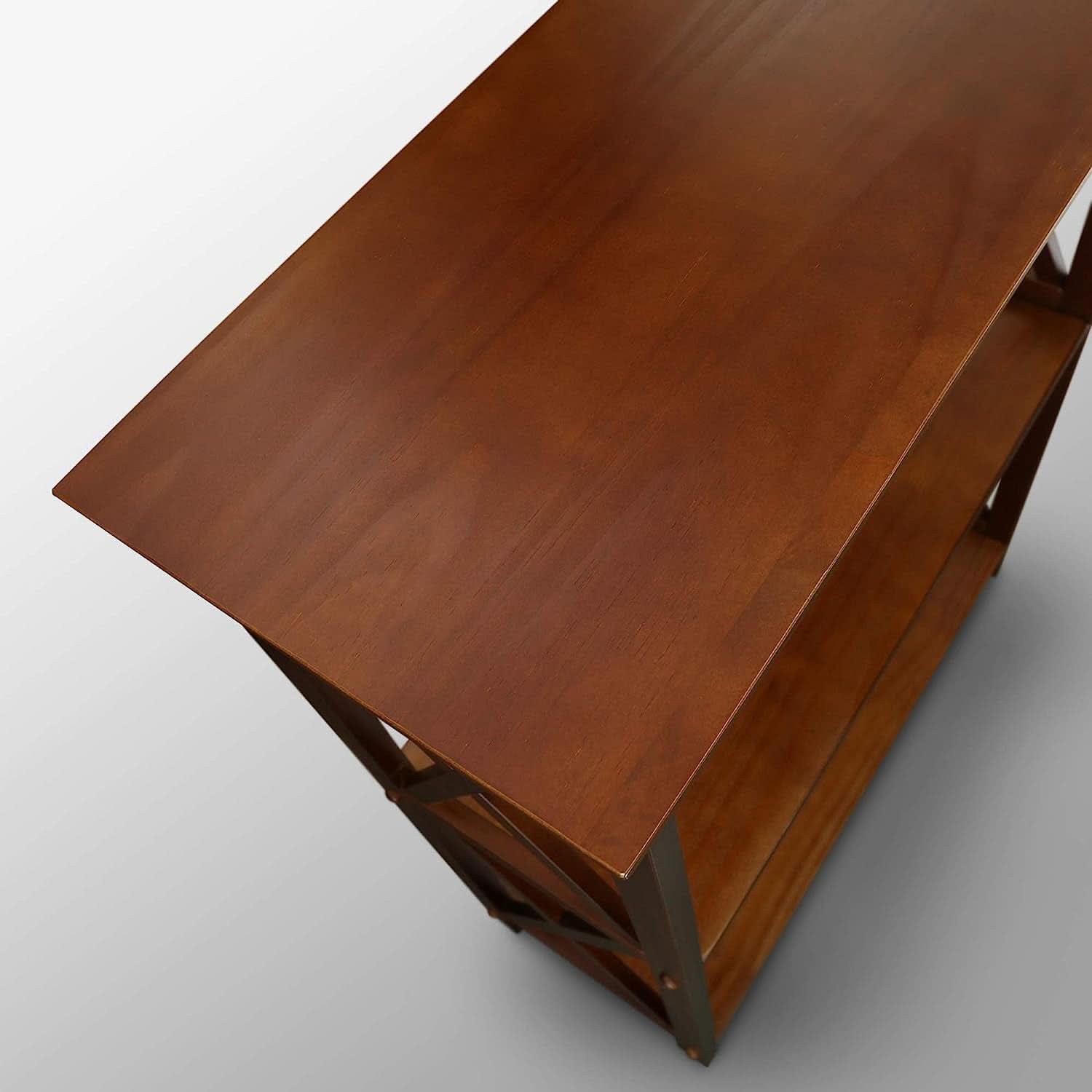 Shelf Bookcase With X Design Three Shelf Storage For Books
