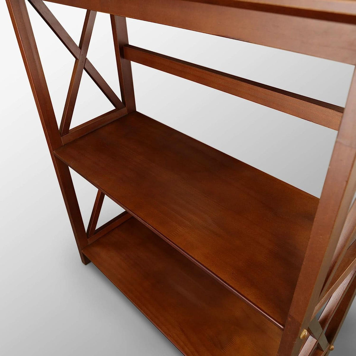 Shelf Bookcase With X Design Three Shelf Storage For Books