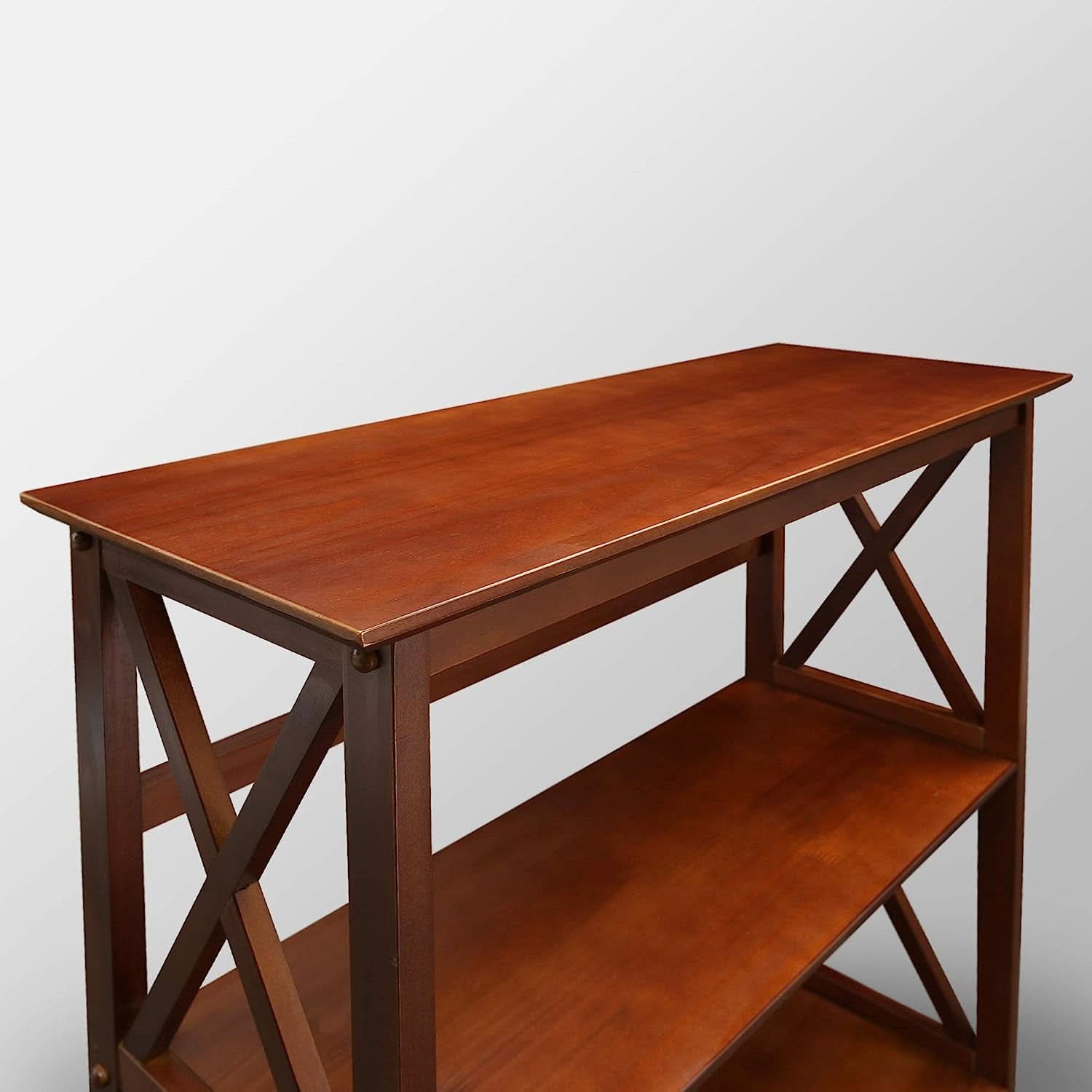 Shelf Bookcase With X Design Three Shelf Storage For Books