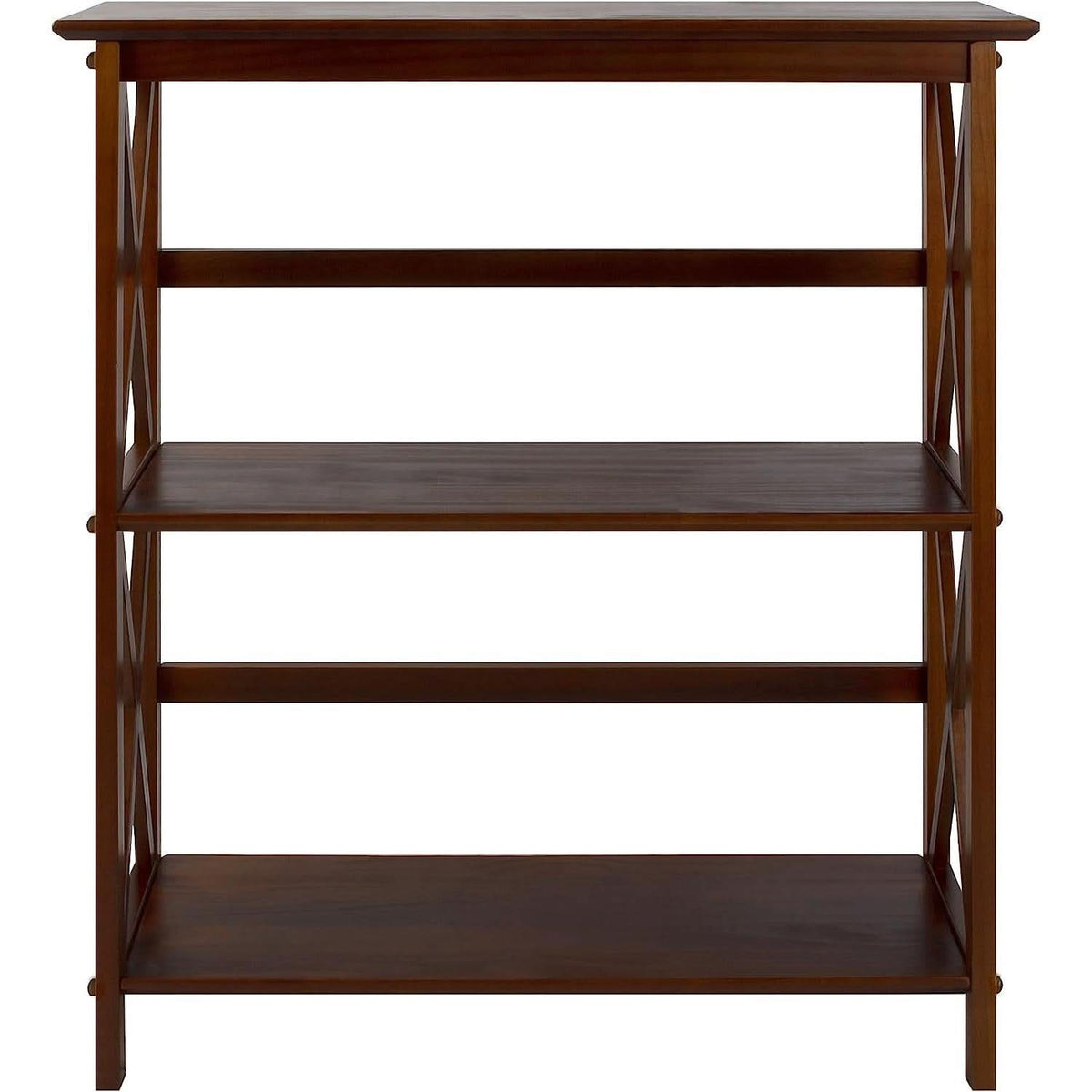Shelf Bookcase With X Design Three Shelf Storage For Books