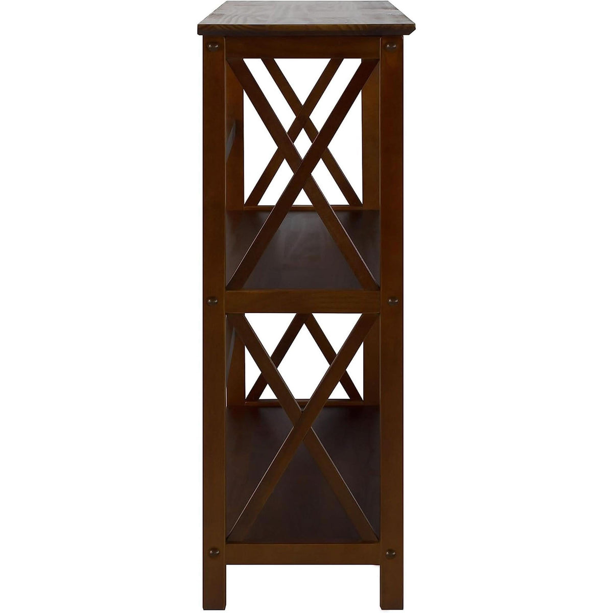 Shelf Bookcase With X Design Three Shelf Storage For Books