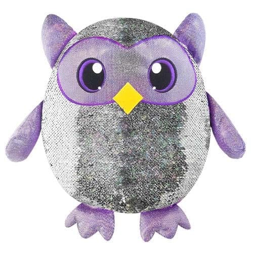 Shimmeez 14" Leo the Owl Plush with Sparkling Flip Sequins for Kids