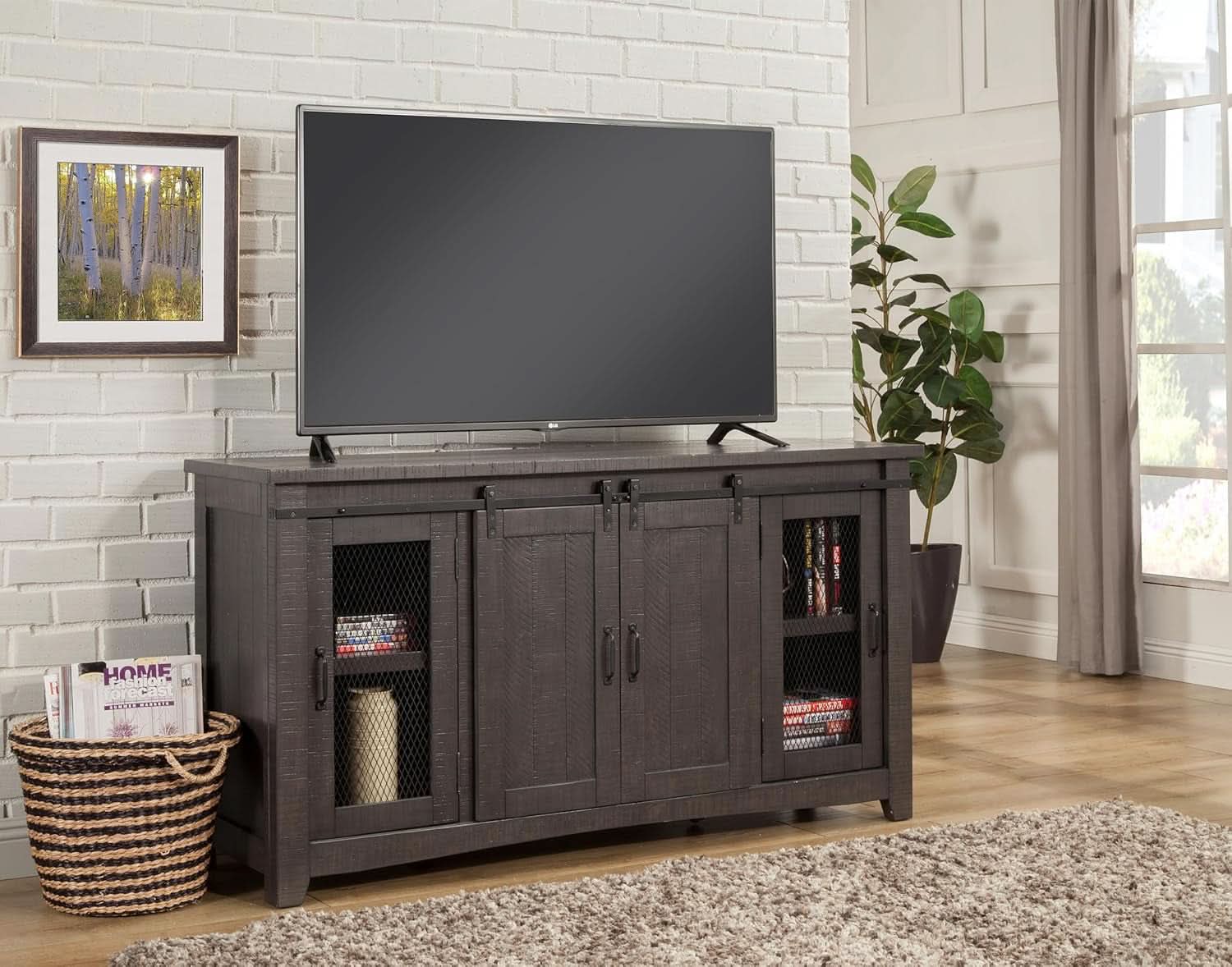 Sierra 65 Inch Grey TV Stand for Living Room Console