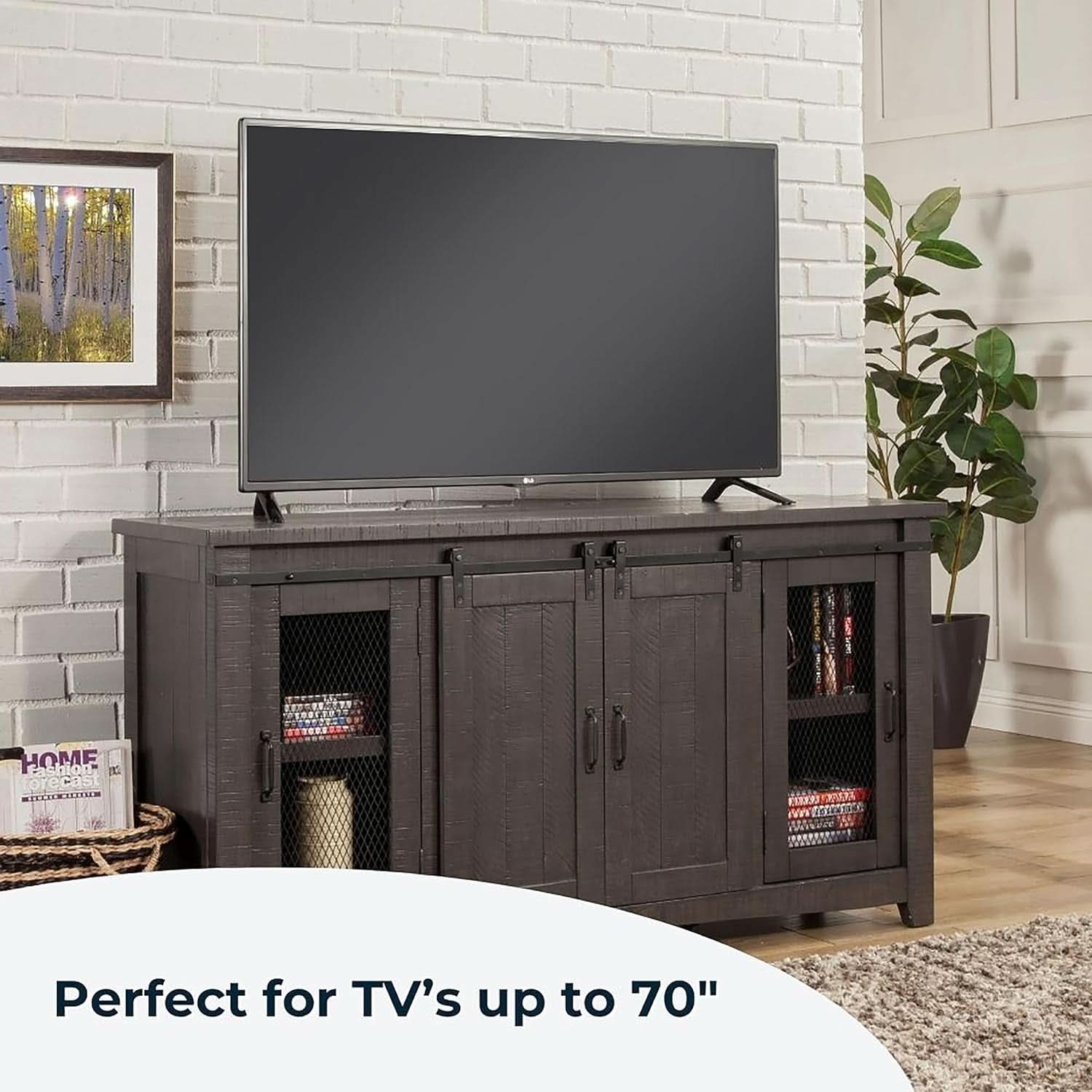 Sierra 65 Inch Grey TV Stand for Living Room Console