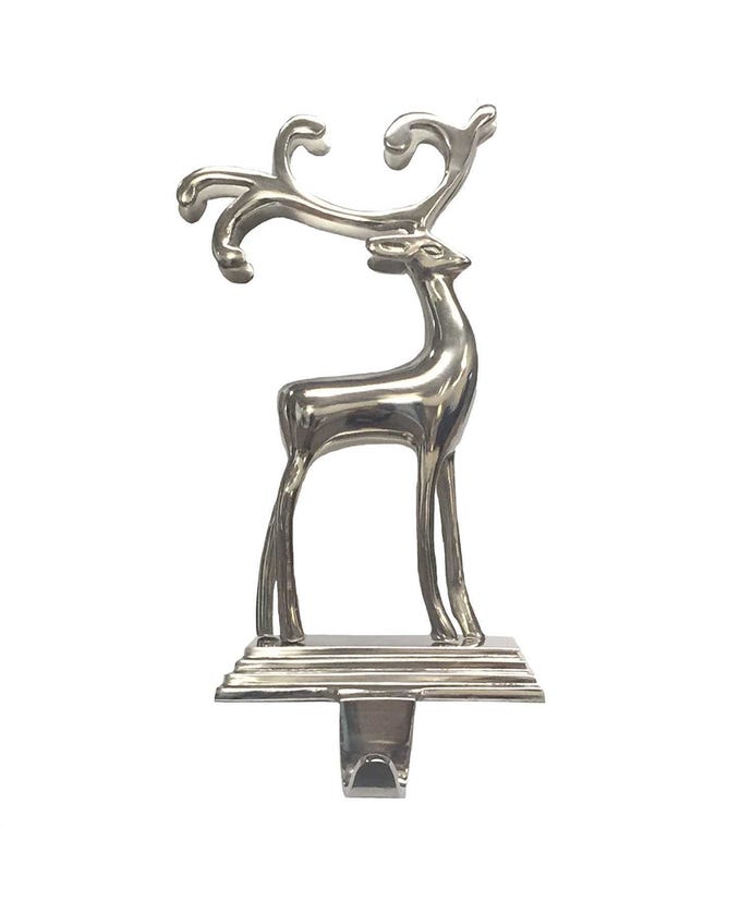 Silver Aluminum Reindeer Stocking Holder