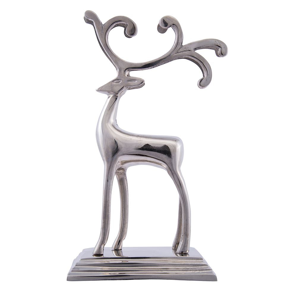 Silver Aluminum Reindeer Stocking Holder