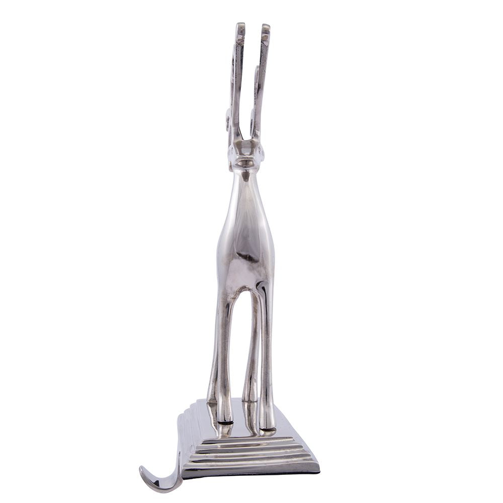 Silver Aluminum Reindeer Stocking Holder
