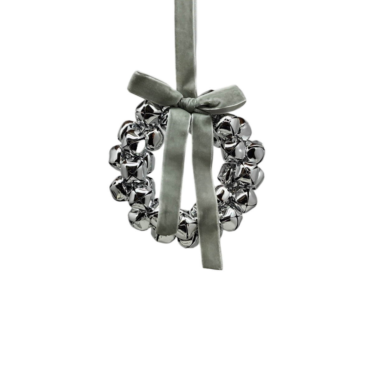 Silver Bell Wreath Ornament - 6 Inch