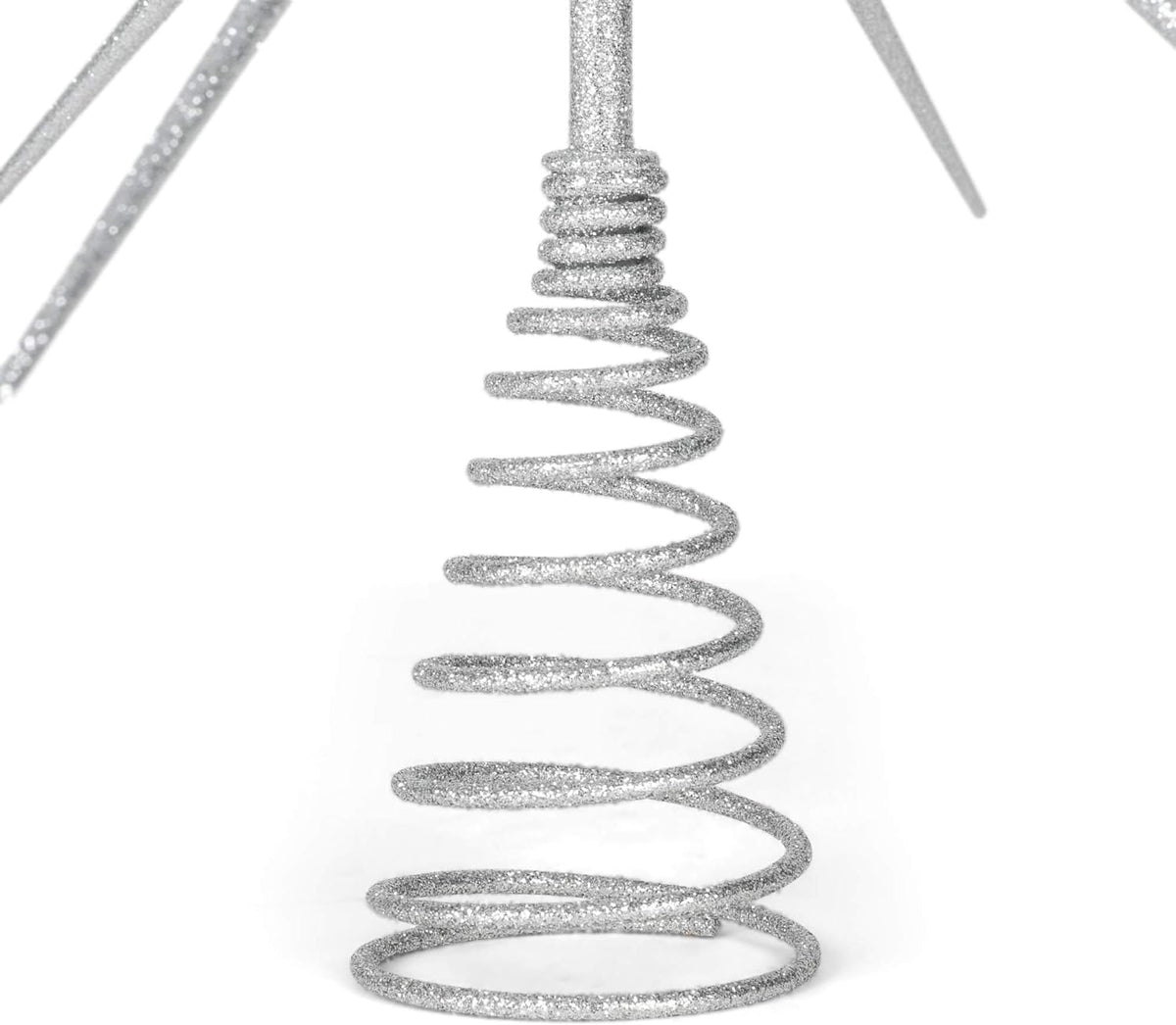 Silver Burst Tree Topper with Spike on Spring - 15 inch