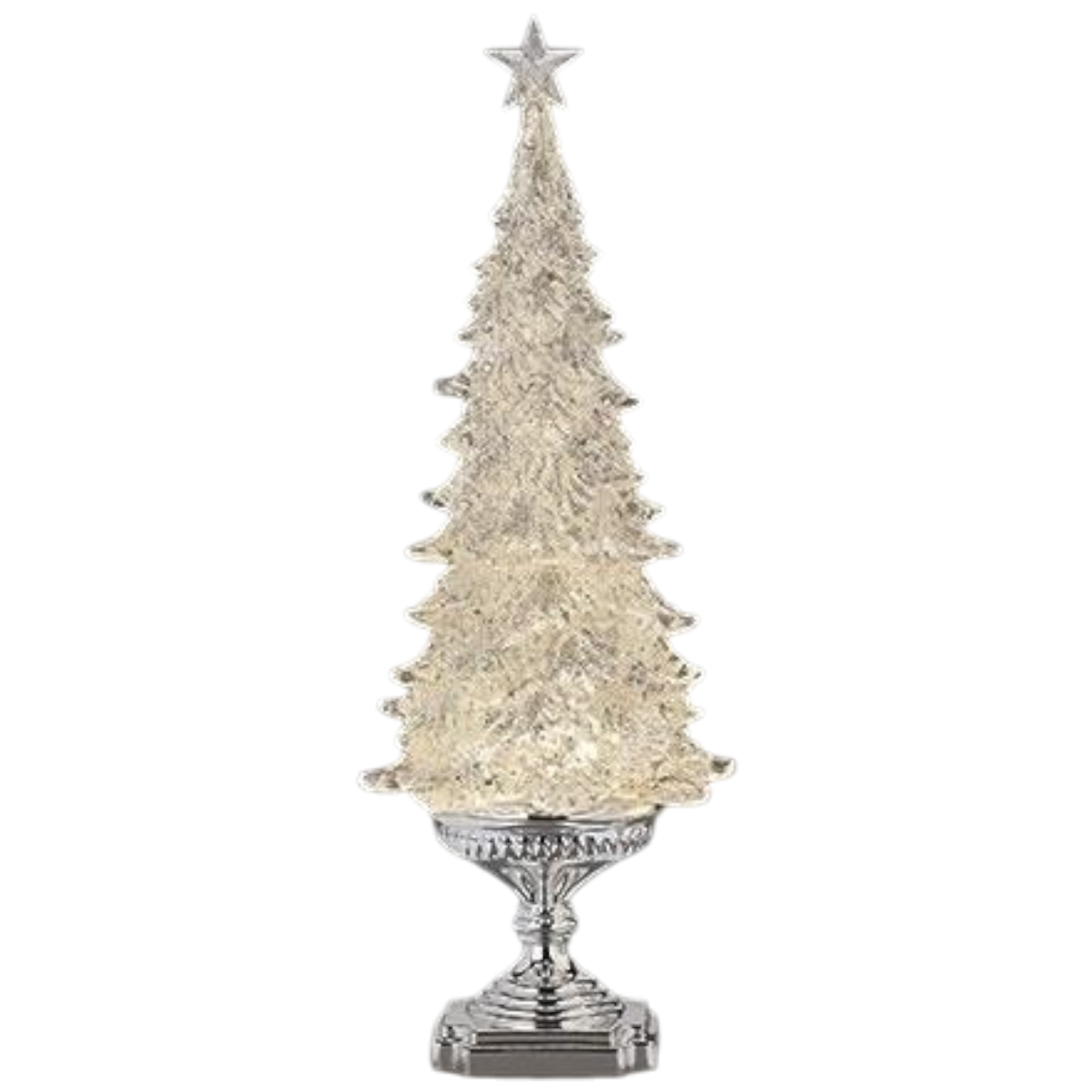 Silver Lighted Glitter Swirl Tree – 20 Inch