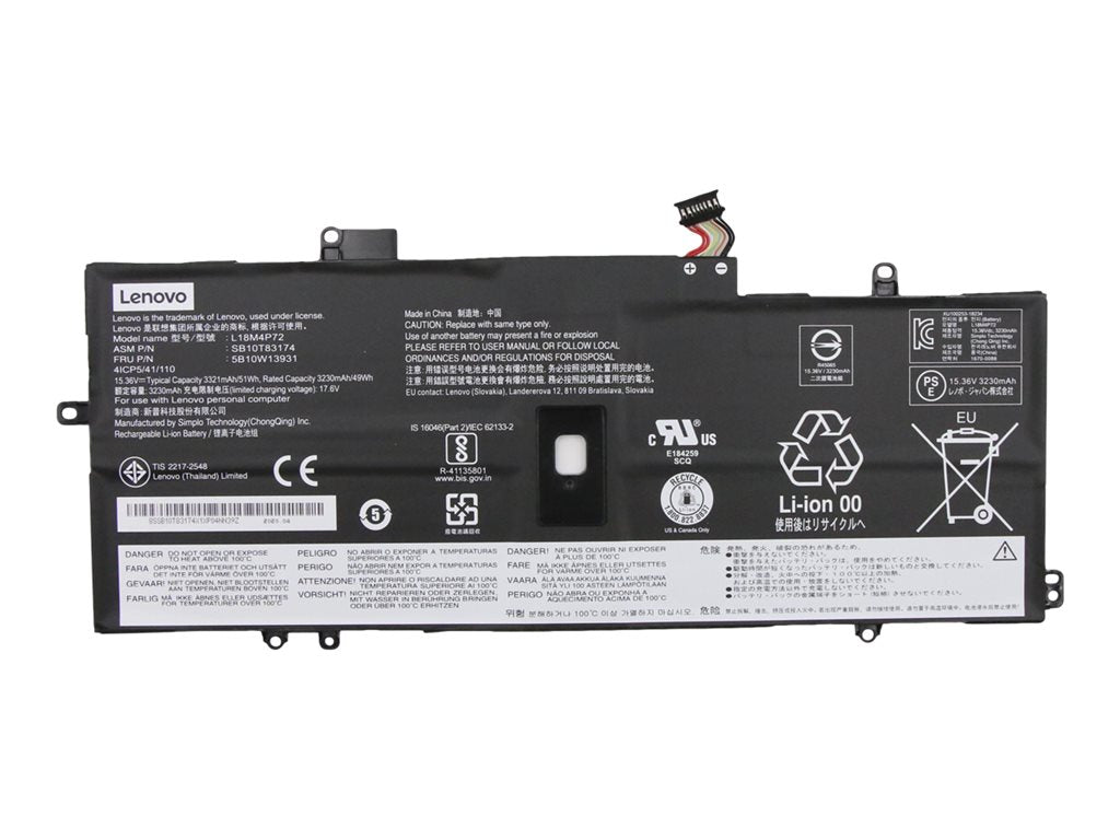 Simplo L18M4P72 - Notebook battery - lithium ion - 4-cell - 3321 mAh - 51 Wh - FRU - for ThinkPad X1 Carbon Gen 8 20U9,