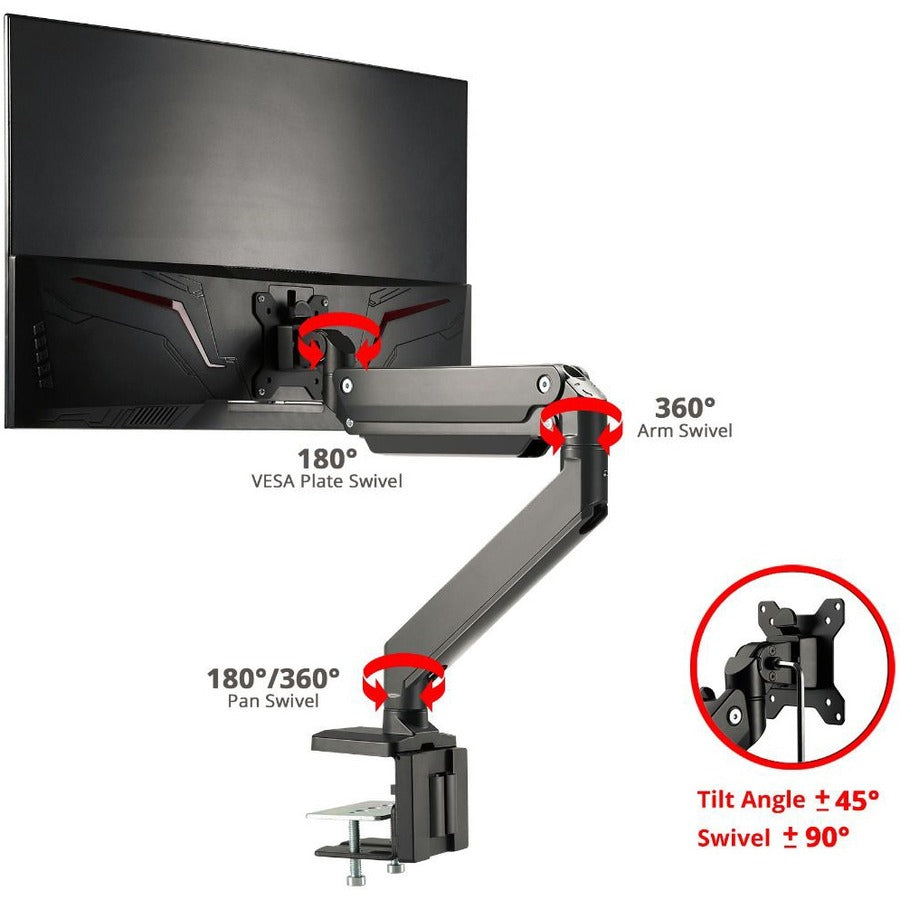Single Monitor Heavy-Duty Premium Gas Spring Desk Mount - 17 to 43" CE-MT2Z11-S1
