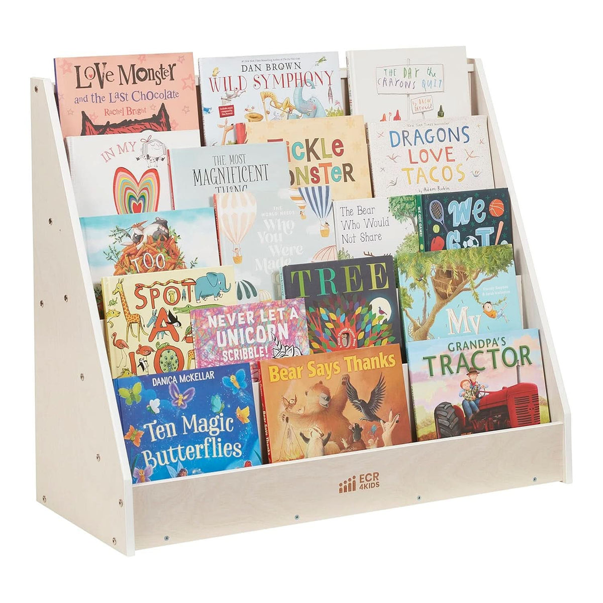 Single Sided Book Display Classroom Bookshelf White Wash