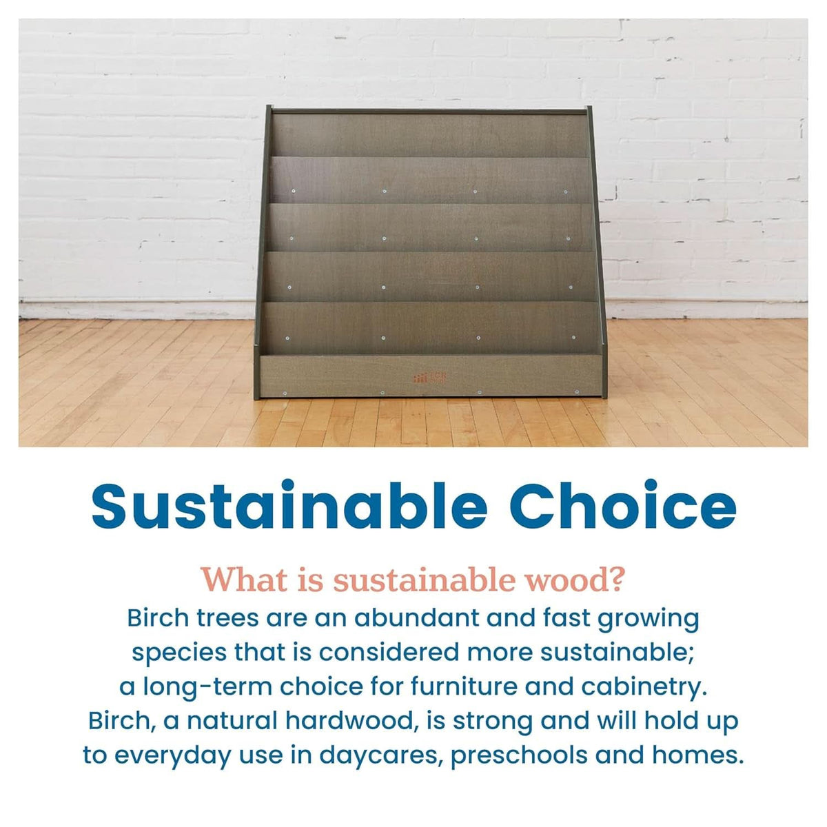 Single Sided Book Display Five Wide Slots Classroom Bookshelf Grey Wash