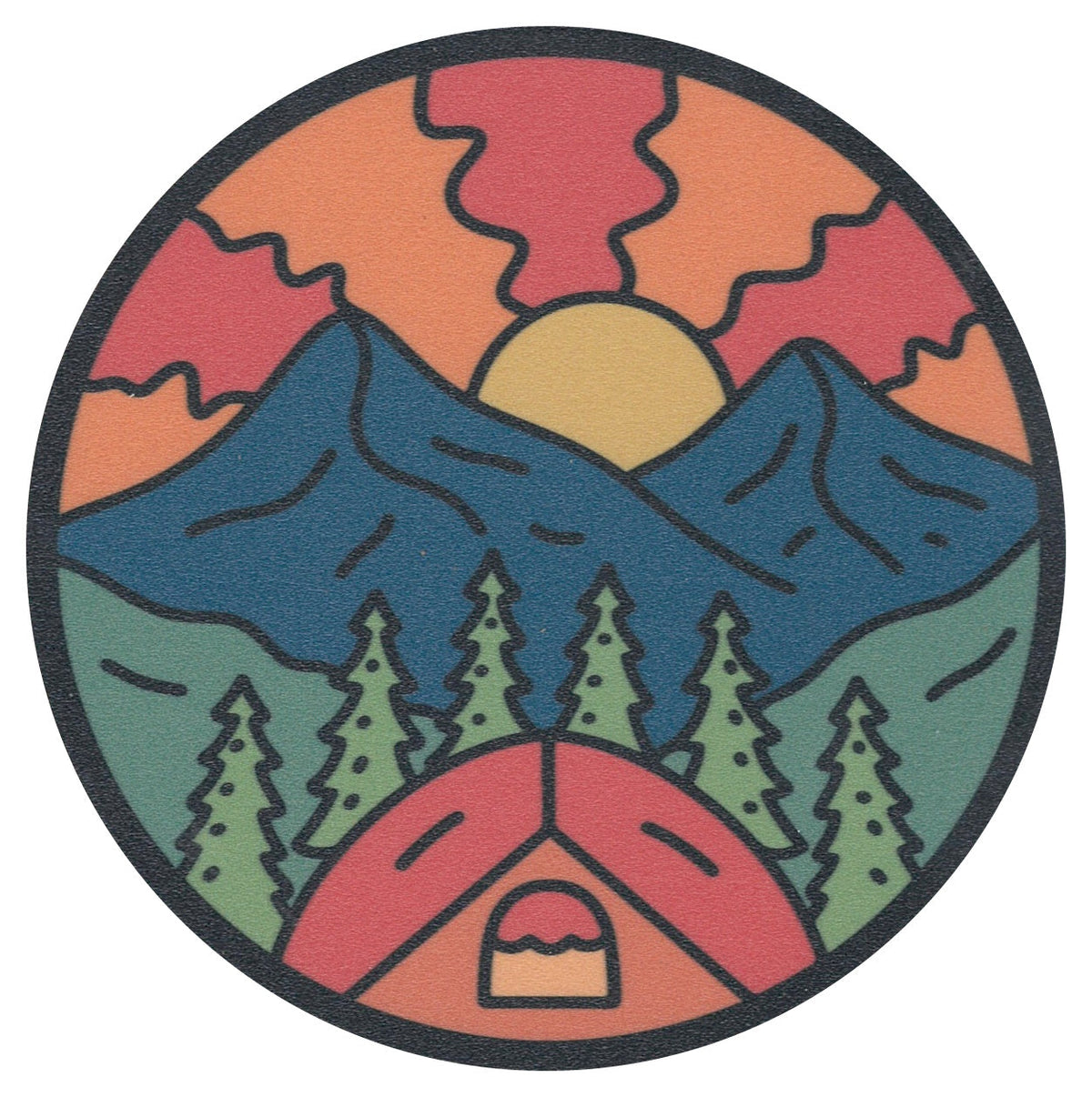 Sip Sip Hooray Coaster - Tent with Mountains and Sun