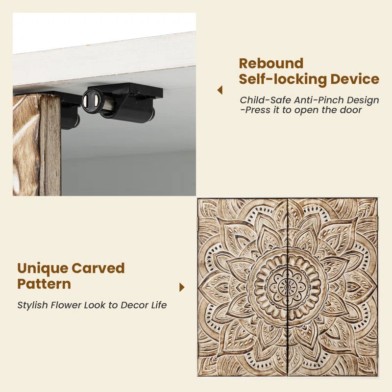 Siriah Accent Cabinet Handcarved Wood Furniture Collection