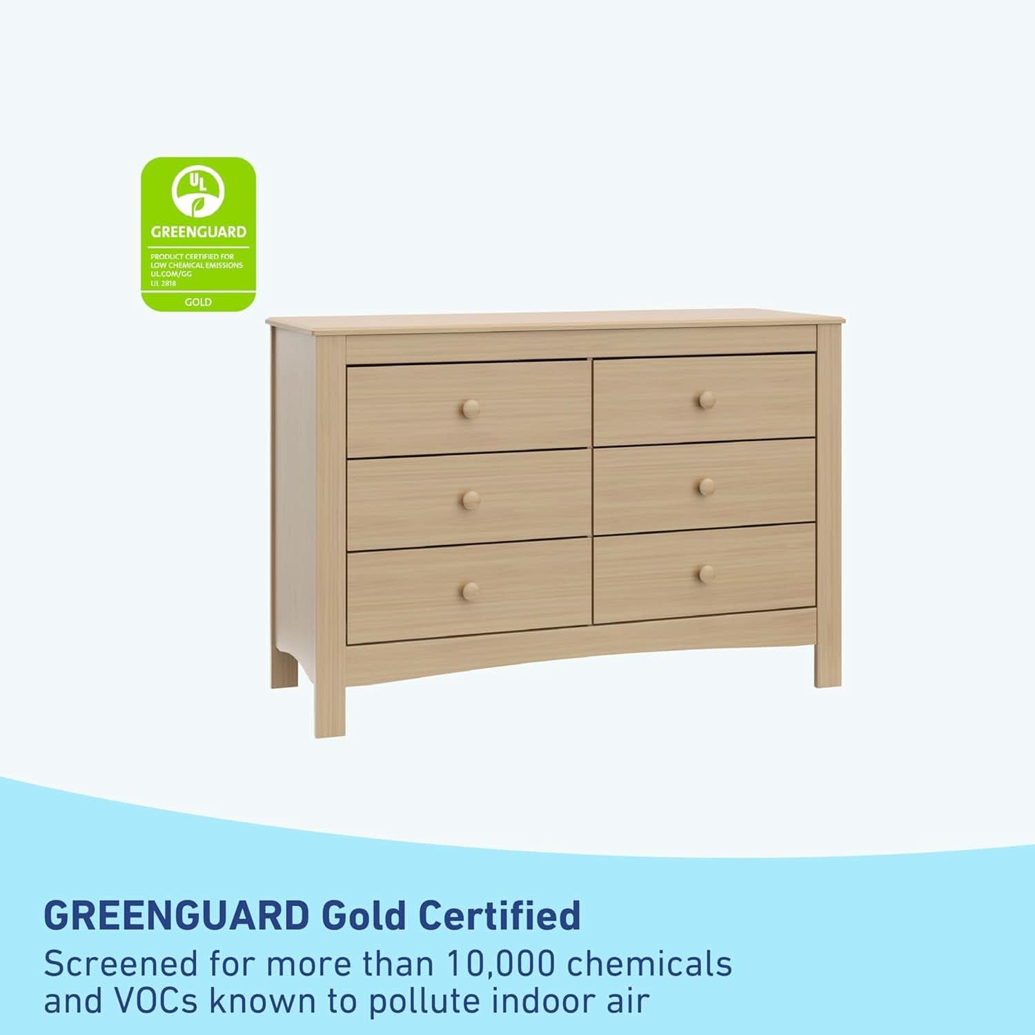 Six Drawer Dresser Driftwood Finish Greenguard Gold