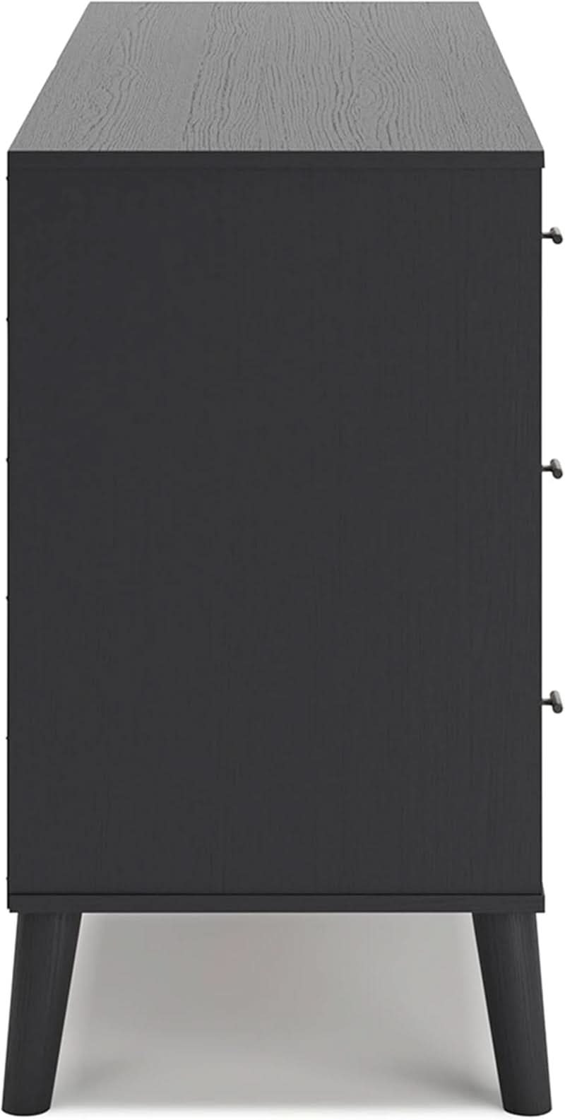 Six Drawer Dresser In Two Tone Black And Light Brown