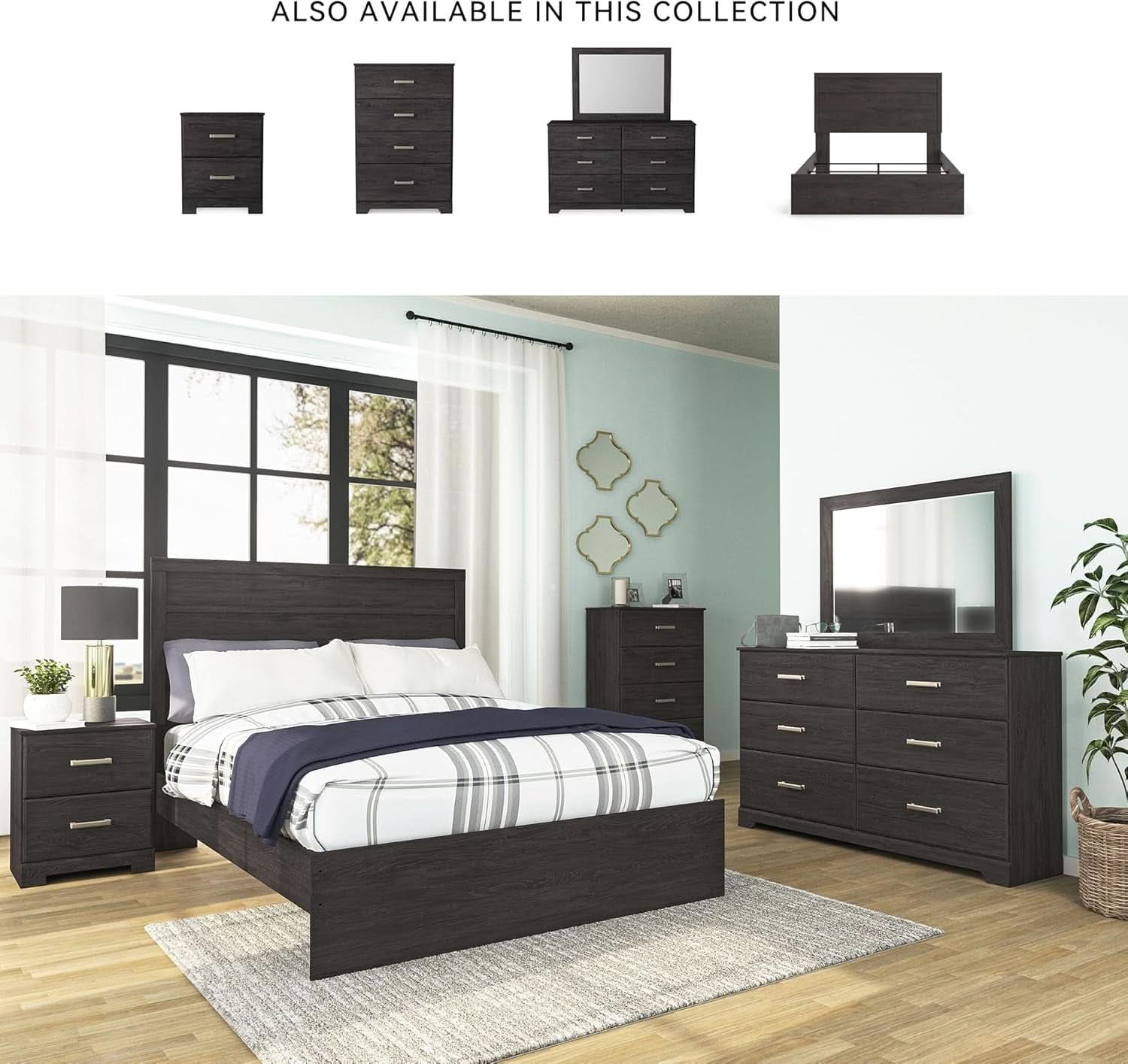 Six Drawer Dresser With Black Matte Engineered Wood