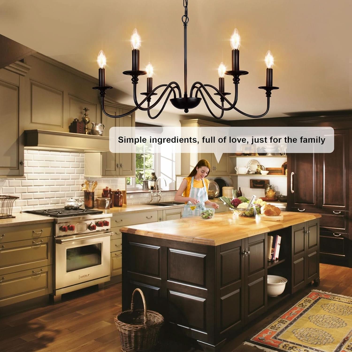 Six Light Black Industrial Farmhouse Chandelier Pendant