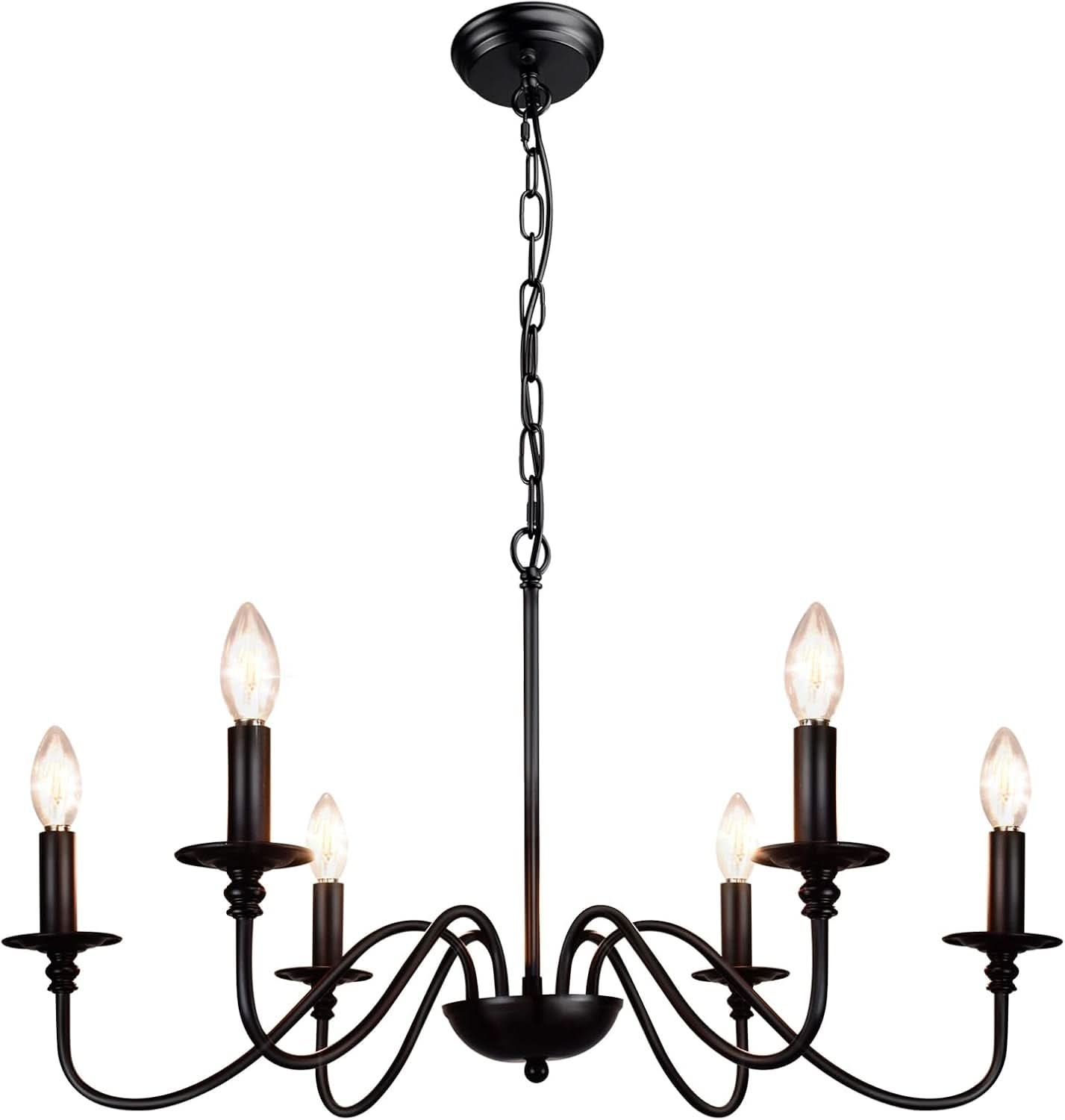 Six Light Black Industrial Farmhouse Chandelier Pendant