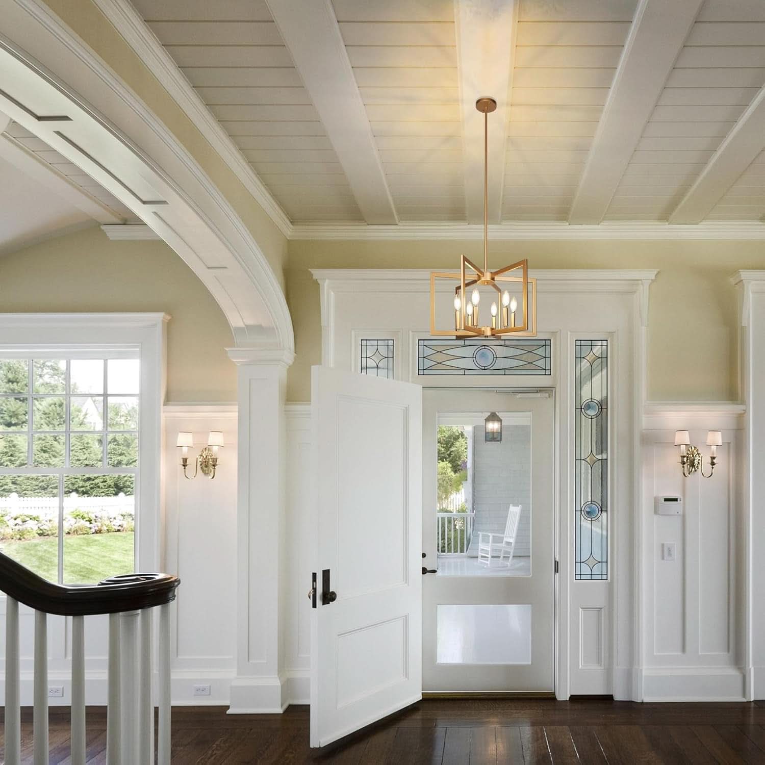 Six Light Gold Pendant Light Modern Farmhouse Chandelier