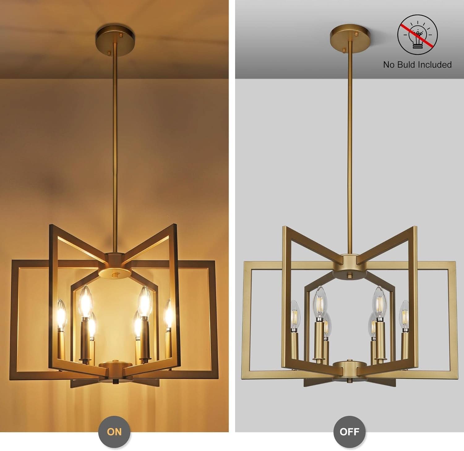Six Light Gold Pendant Light Modern Farmhouse Chandelier