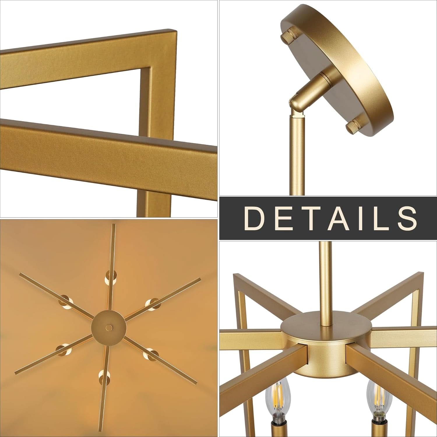 Six Light Gold Pendant Light Modern Farmhouse Chandelier