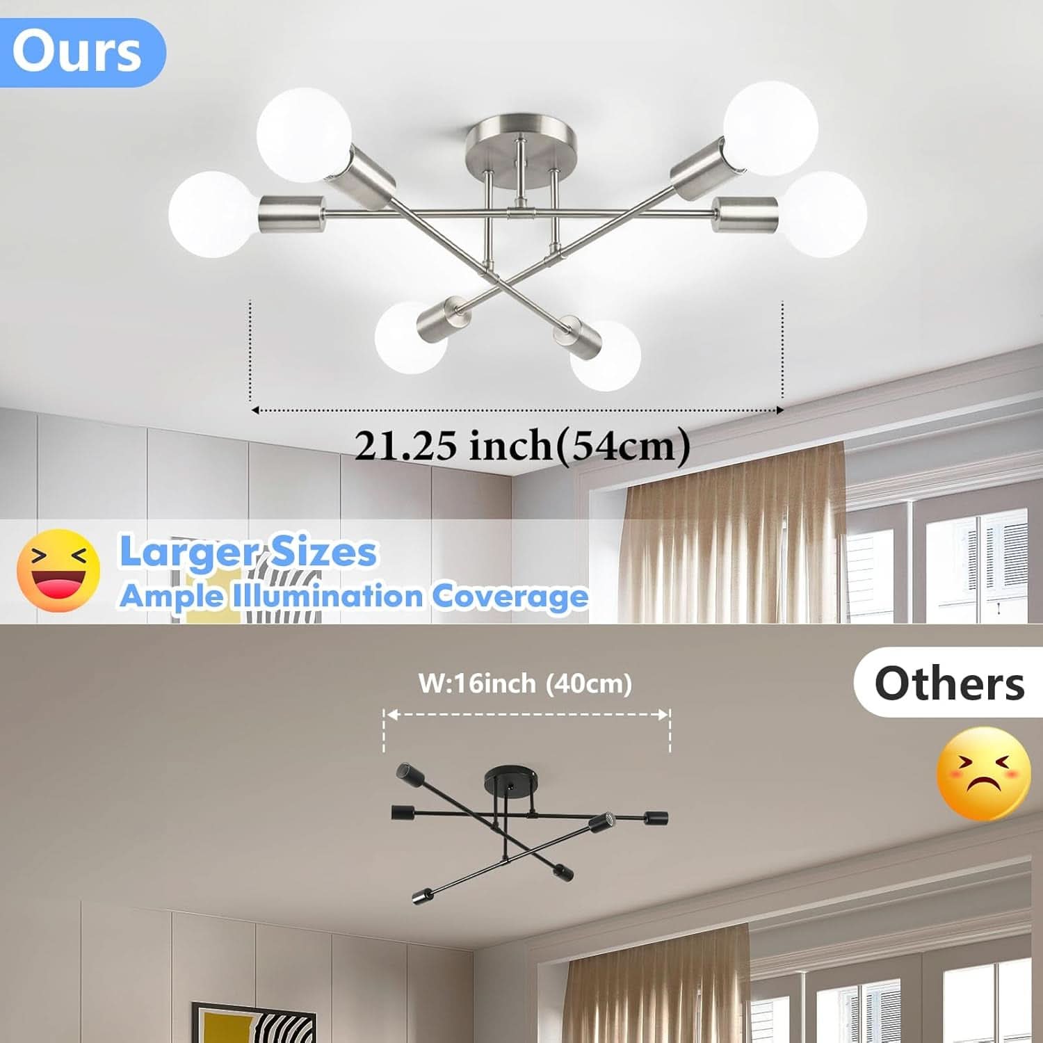Six Light Sputnik Chandelier Brushed Nickel Fixture