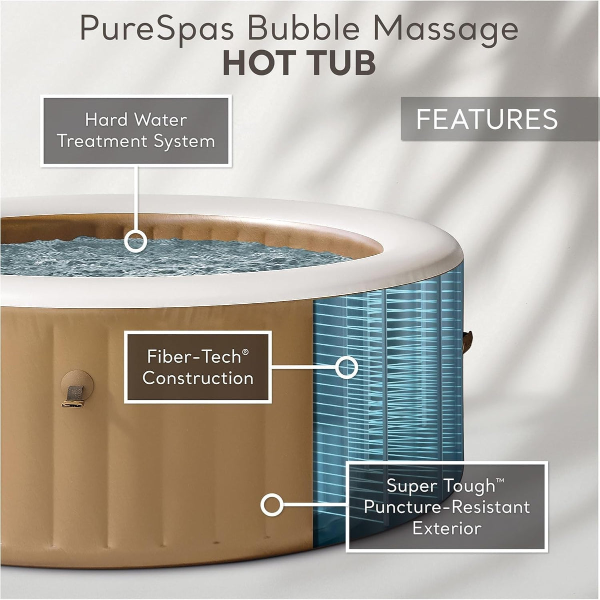 Six Person Inflatable Hot Tub With LED Light And Headrests