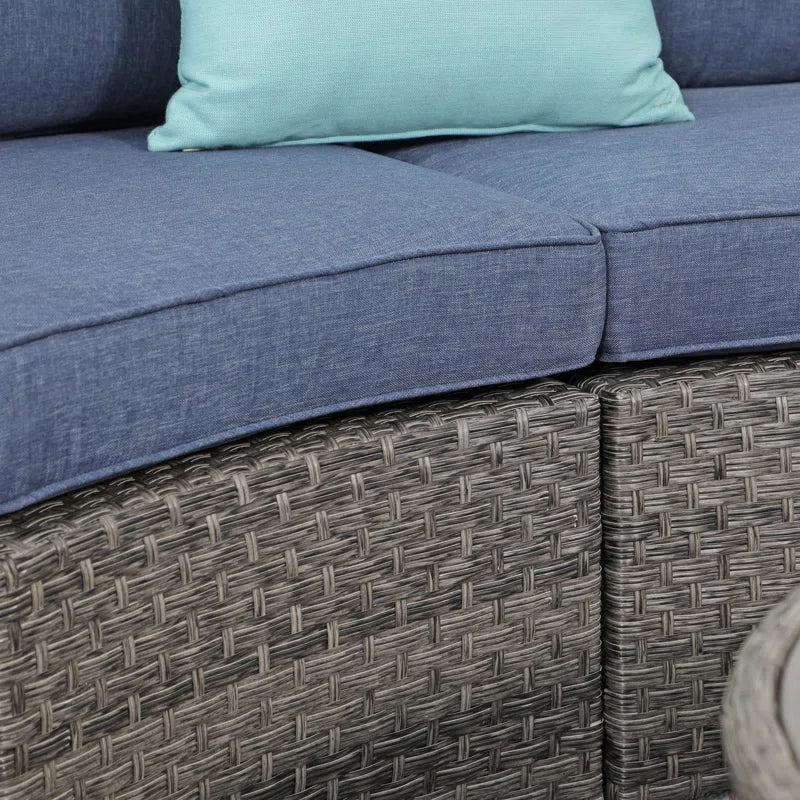 Six Person Modular Wicker Conversation Set With Cushions