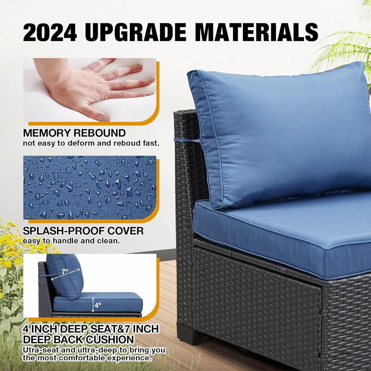 Six Piece All Weather Outdoor Wicker Sectional Sofa Set