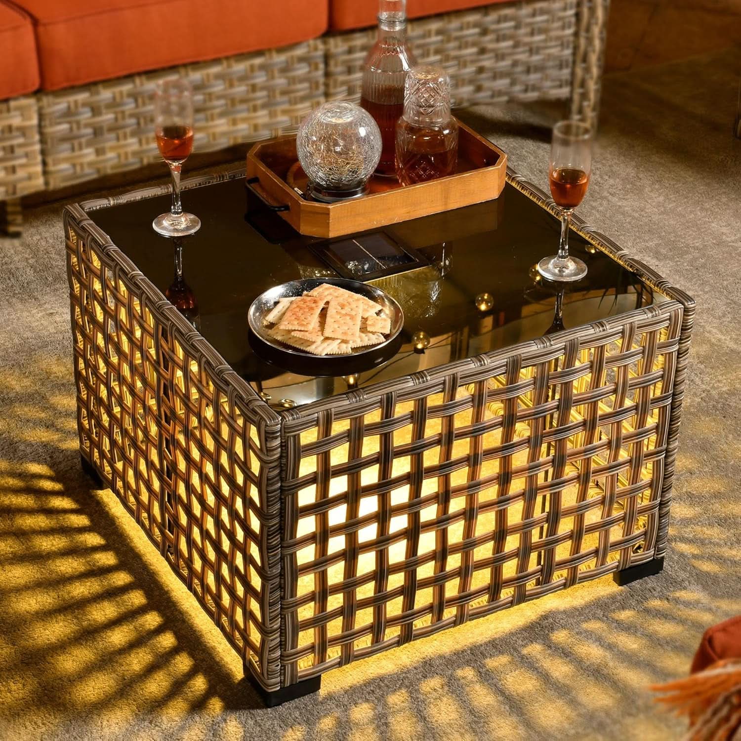 Six Piece Rattan Wicker Outdoor Sectional Sofa Set