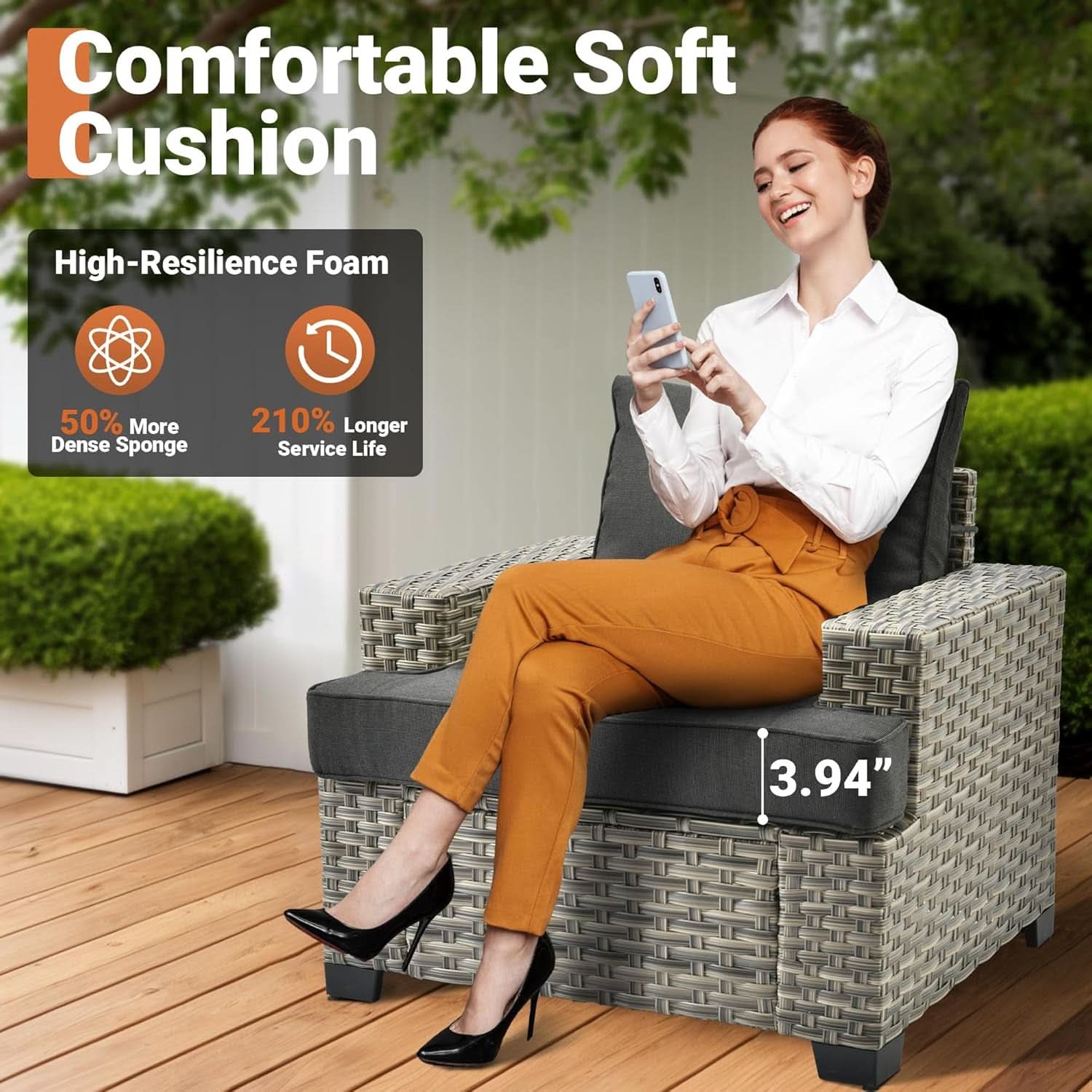 Six Piece Rattan Wicker Outdoor Sectional Sofa Set